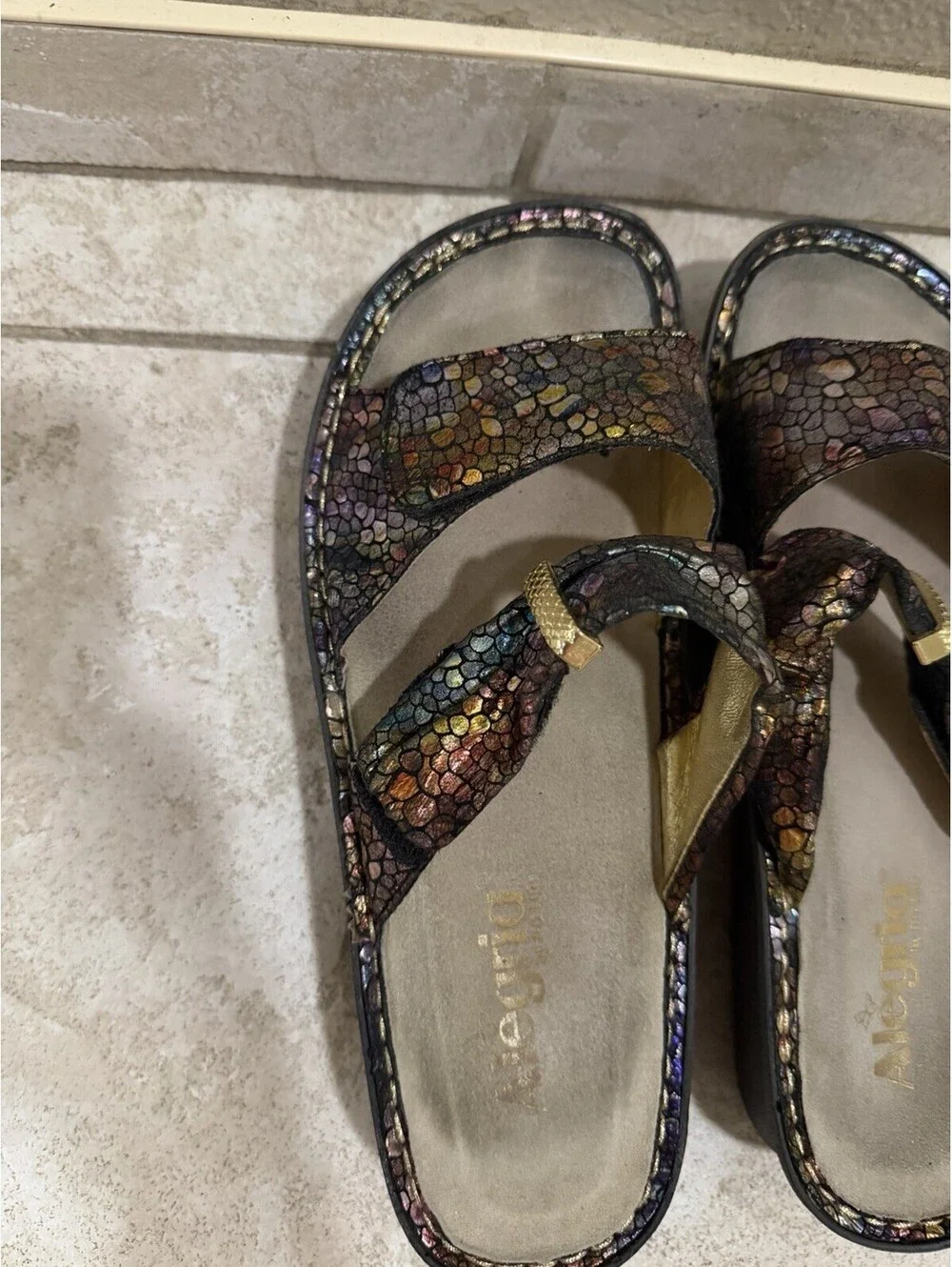 Alegria Iridescent Slip On Sandals Size 39